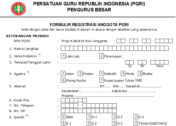Pendaftaran PGRI Kepulauan Yapen - Persatuan Guru Republik Indonesia Cabang Kepulauan Yapen